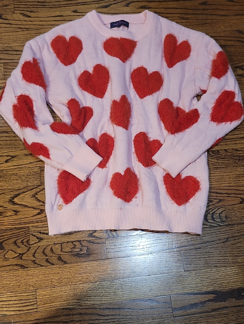 Simply Southern Pink Crewneck Sweater with Red Heart Design